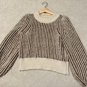 Vero moda vmjuliette ls o-neck blouse brown knit striped sweater pullover